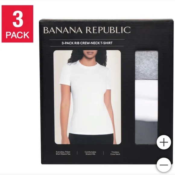 Open box Banana Republic Women's Ribbed Crewneck T-Shirt, 3-pack soft M L XL - Picture 1 of 6
